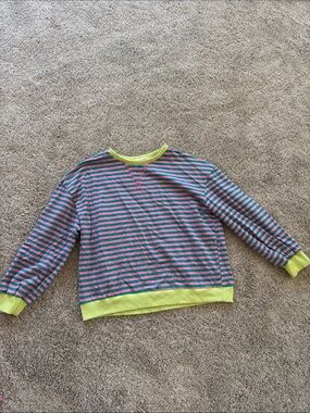 Amazon Girls' Striped Sweatshirt in Pink, Teal, and Lime